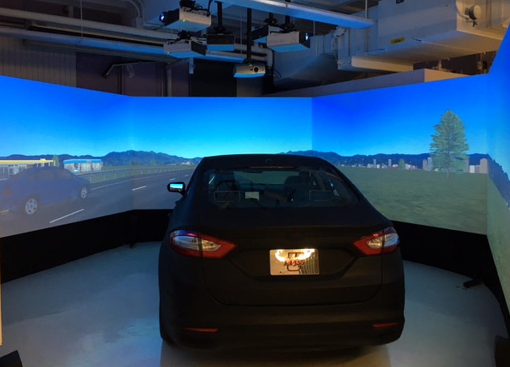 Driving simulator in the Human Performance Laboratory at UMass Amherst